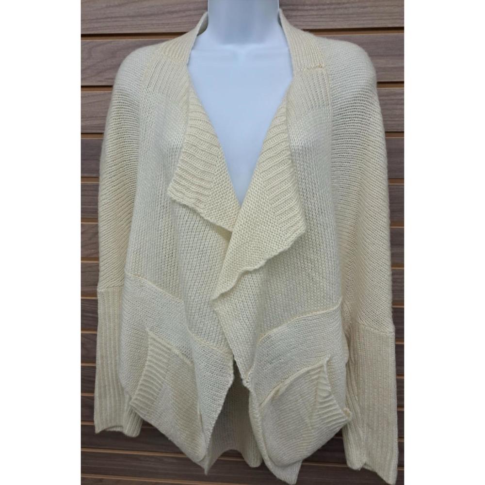 NEW LLOVE women's wrap sweater pockets in ivory